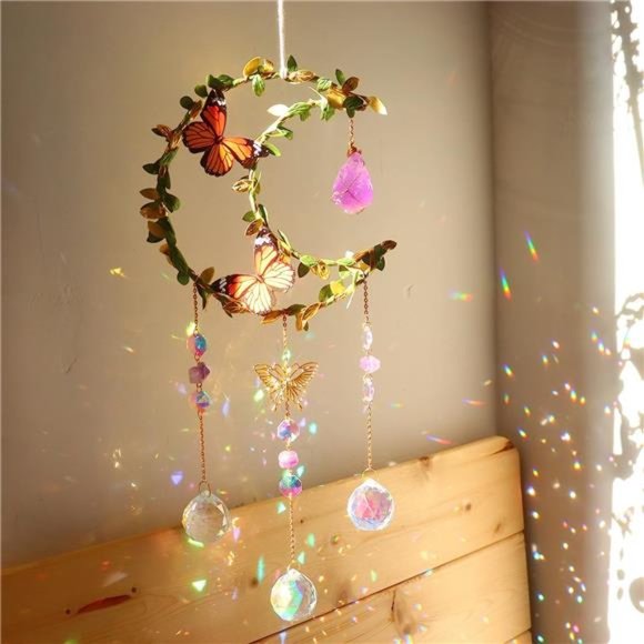 Suncatcher - Amethyst Moon Crystal Sun Catcher Window Hanging, Good Luck Charms - Picture 1 of 6